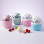 Mini ice cream maker in all four colours: blush pink, mint, pink and white, sky blue and white