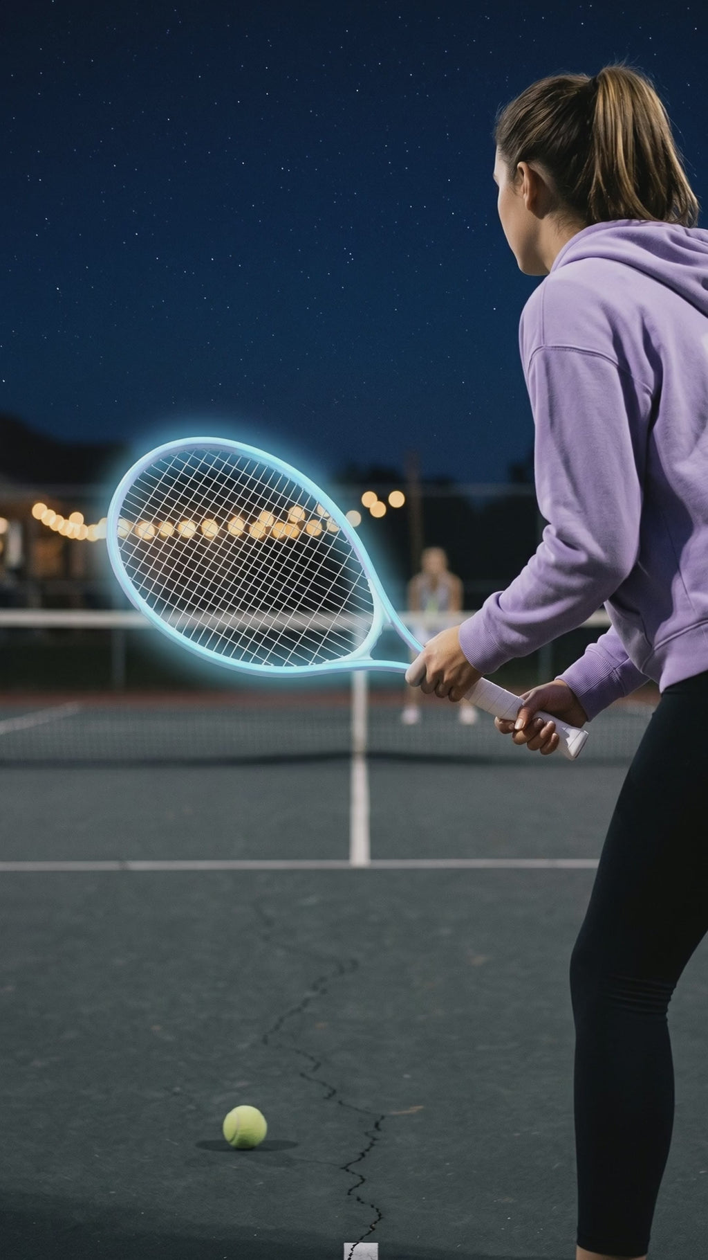 Night forehand with the purple glow racket